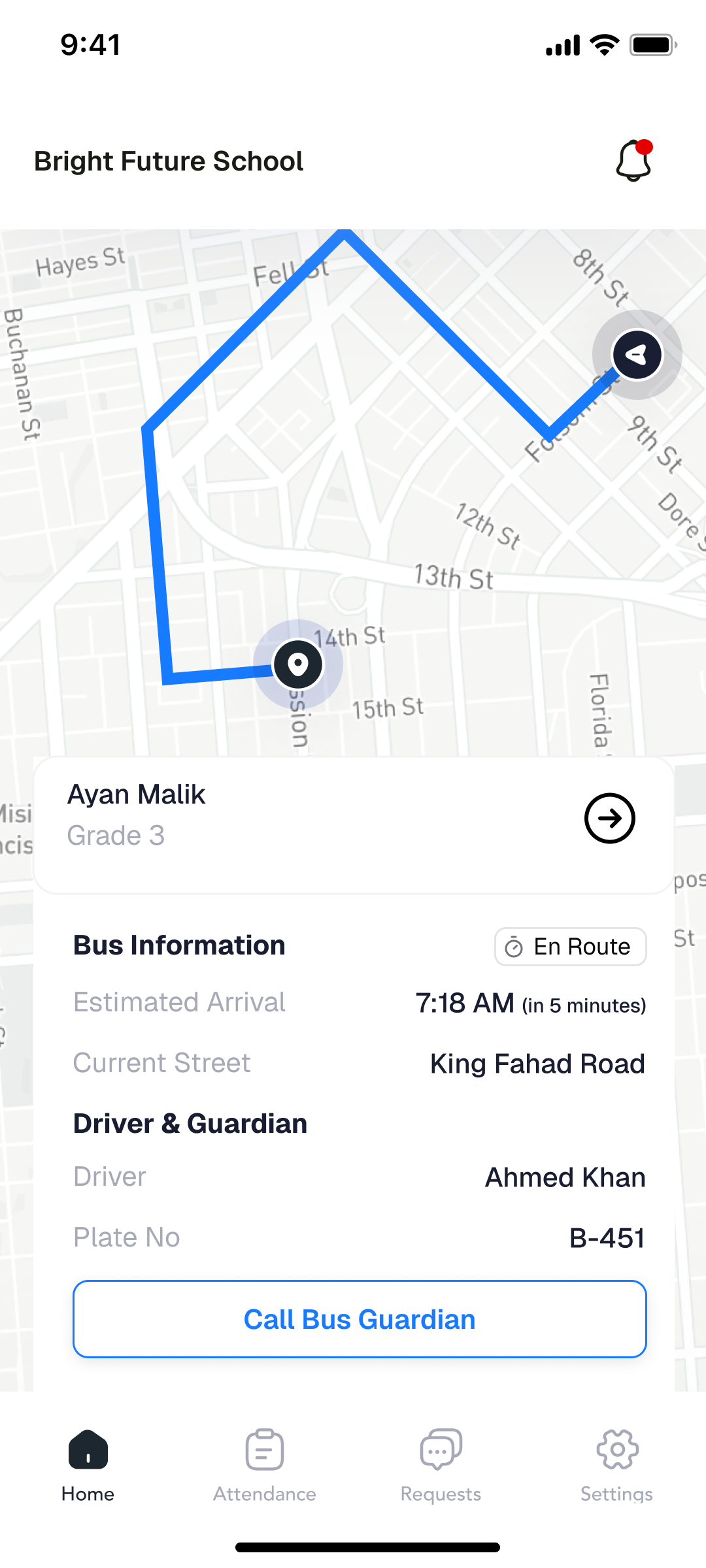 Live Bus Tracking — Parent
